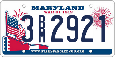MD license plate 3BM2921