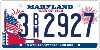 MD license plate 3BM2927