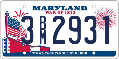 MD license plate 3BM2931
