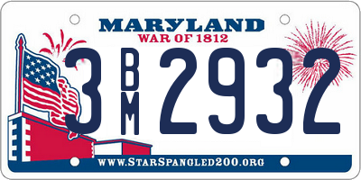 MD license plate 3BM2932