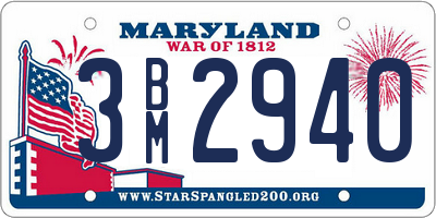 MD license plate 3BM2940