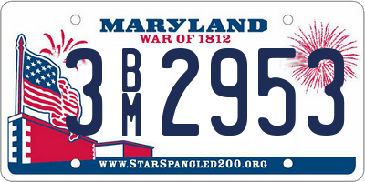 MD license plate 3BM2953