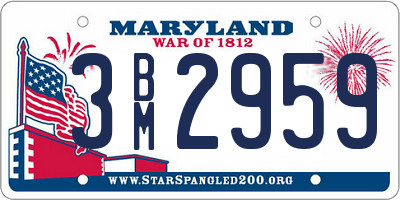 MD license plate 3BM2959