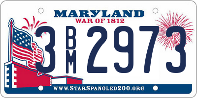 MD license plate 3BM2973