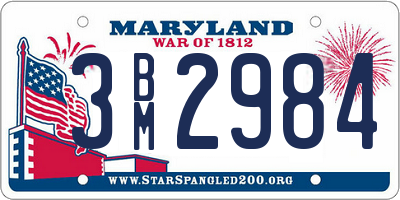 MD license plate 3BM2984