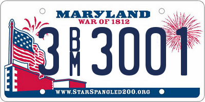 MD license plate 3BM3001