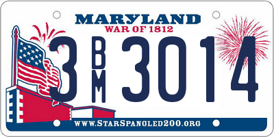 MD license plate 3BM3014