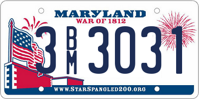 MD license plate 3BM3031