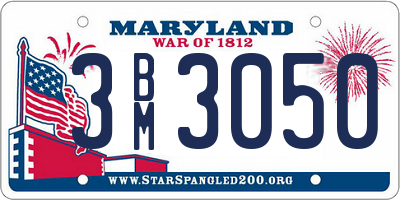 MD license plate 3BM3050