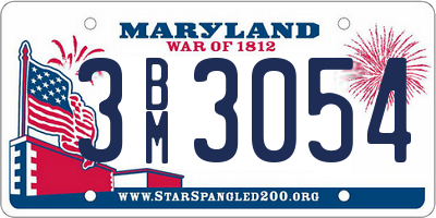 MD license plate 3BM3054