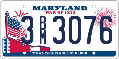 MD license plate 3BM3076