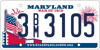 MD license plate 3BM3105