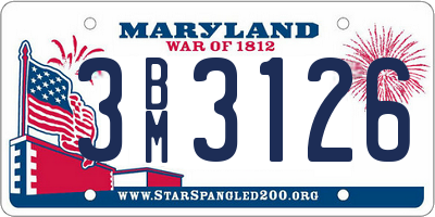 MD license plate 3BM3126