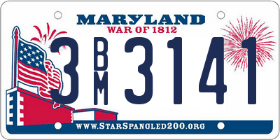 MD license plate 3BM3141