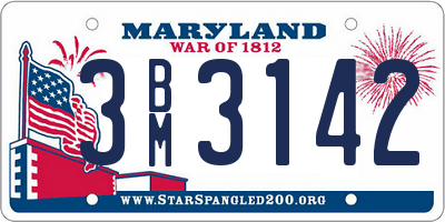 MD license plate 3BM3142