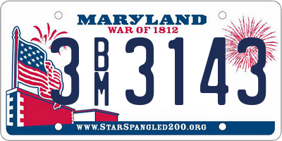 MD license plate 3BM3143