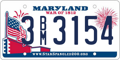 MD license plate 3BM3154