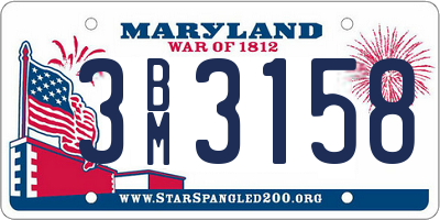 MD license plate 3BM3158