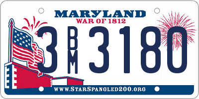 MD license plate 3BM3180