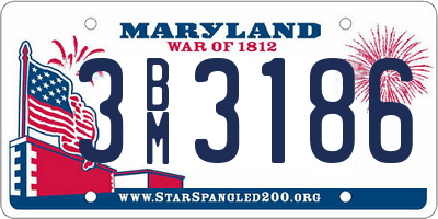 MD license plate 3BM3186