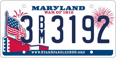 MD license plate 3BM3192