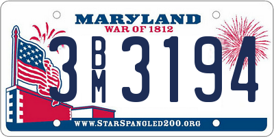 MD license plate 3BM3194