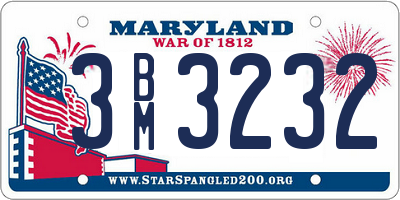 MD license plate 3BM3232