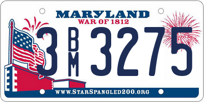 MD license plate 3BM3275
