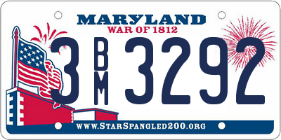MD license plate 3BM3292