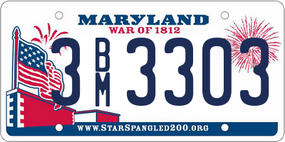 MD license plate 3BM3303