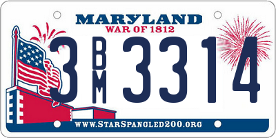 MD license plate 3BM3314