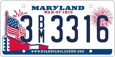 MD license plate 3BM3316