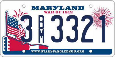 MD license plate 3BM3321