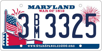 MD license plate 3BM3325