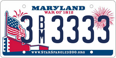 MD license plate 3BM3333