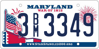 MD license plate 3BM3349