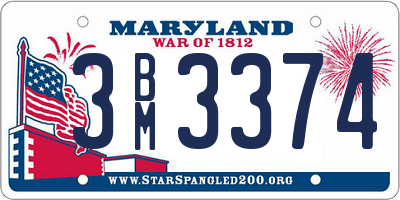 MD license plate 3BM3374