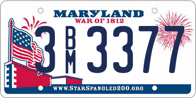 MD license plate 3BM3377