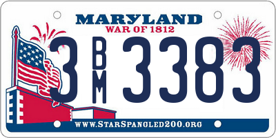 MD license plate 3BM3383