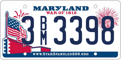 MD license plate 3BM3398