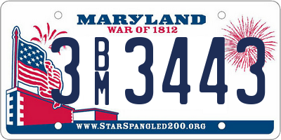 MD license plate 3BM3443