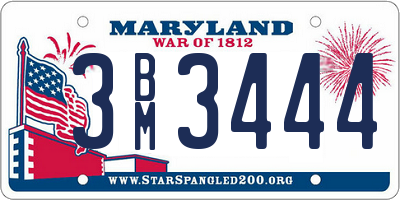 MD license plate 3BM3444