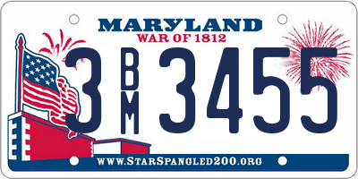 MD license plate 3BM3455