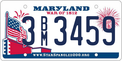 MD license plate 3BM3459