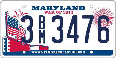 MD license plate 3BM3476