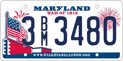 MD license plate 3BM3480