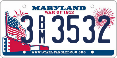 MD license plate 3BM3532