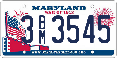 MD license plate 3BM3545