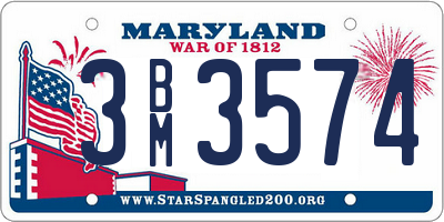 MD license plate 3BM3574