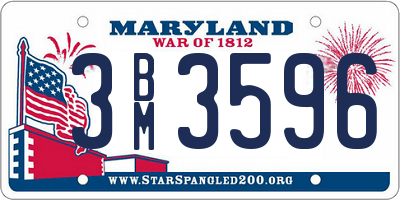 MD license plate 3BM3596